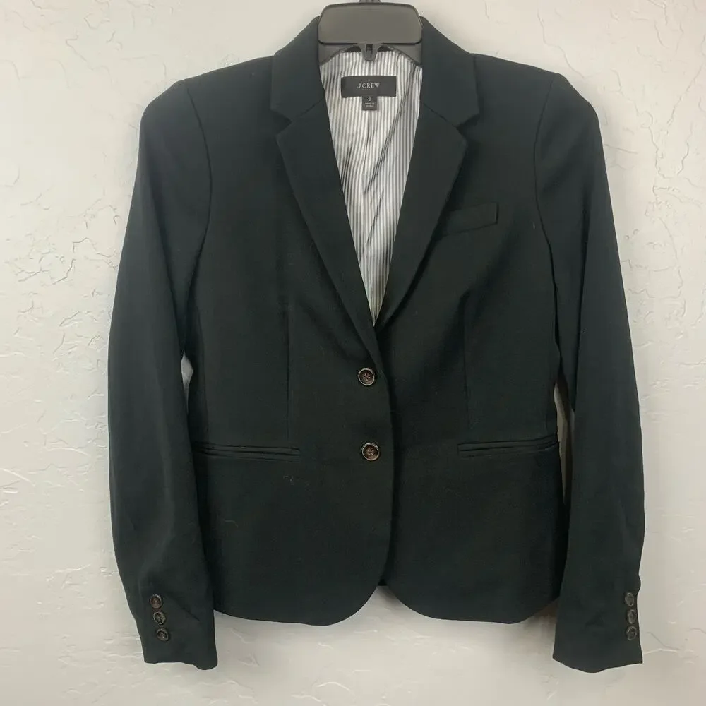 J. Crew Blazer Size Small Womens Black 2 Button Close Single Breast Lined
